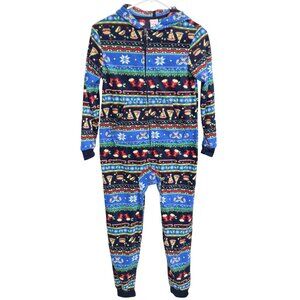 Cat & Jack Christmas-Themed Fleece Hooded Onesie Pajamas Unisex Kids Medium NWT